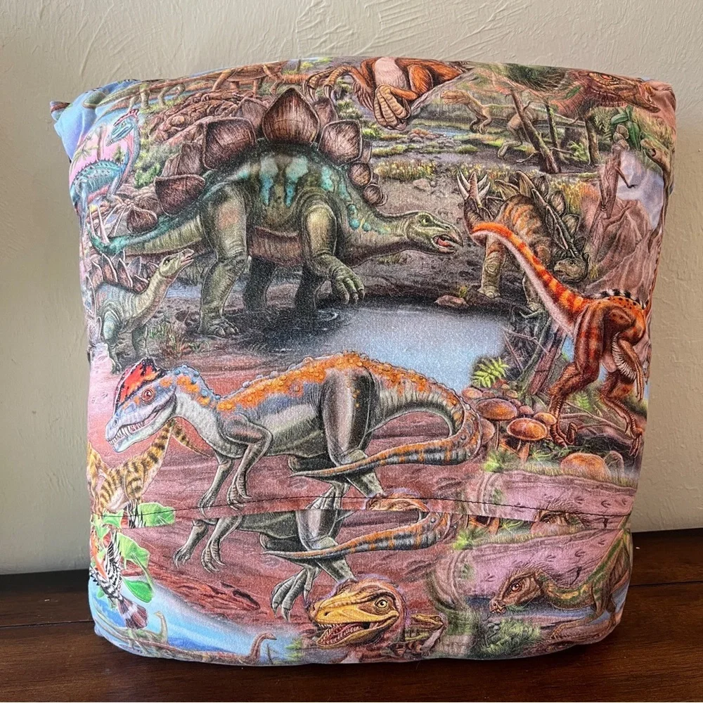 Lets Read Dinosaur Pillow Decorative Kids Decor Throw Accent Embroidered 13
